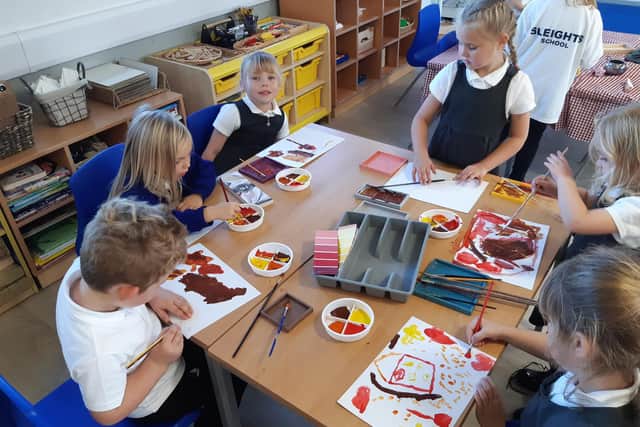 Some creative paintings by these Sleights School youngsters.