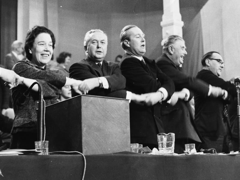 (L-R) Alice Bacon, Harold Wilson, Mr Greenwood, A L Williams and D Davies, at the conference in Scarborough, October 5th 1963.