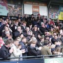 The fans cheer on Boro at the Alfreton game on Saturday. PHOTO BY RICHARD PONTER