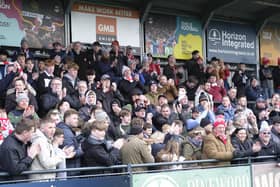 The fans cheer on Boro at the Alfreton game on Saturday. PHOTO BY RICHARD PONTER