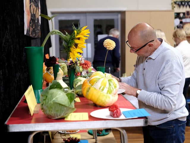 Checking entries at Rillington Show.