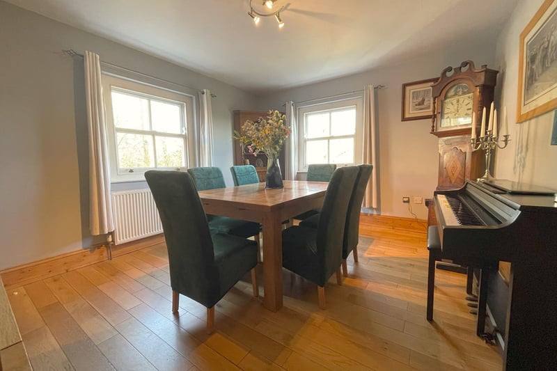 The dining room has plenty of natural light and has space for a large dining suite.