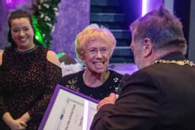 Claire Edwards (Director of Rapunzel), Susan Richards and Mayor of the Borough of Scarborough, Cllr Eric Broadbent.