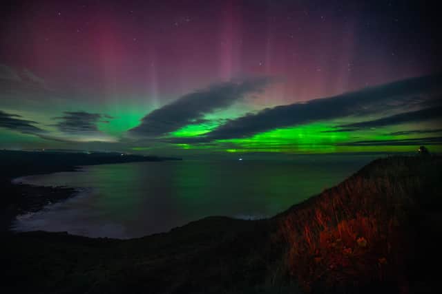 Stunning Aurora Borealis over Scarborough's Jacksons Bay, near Scalby Mills.