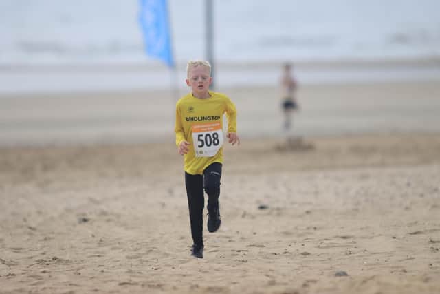 Junior Riley Marsh in action at the Brid Beach 1K Fun Run.
