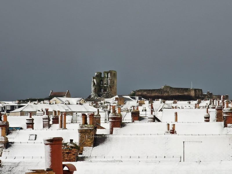 Scarborough Castle above the rooftops