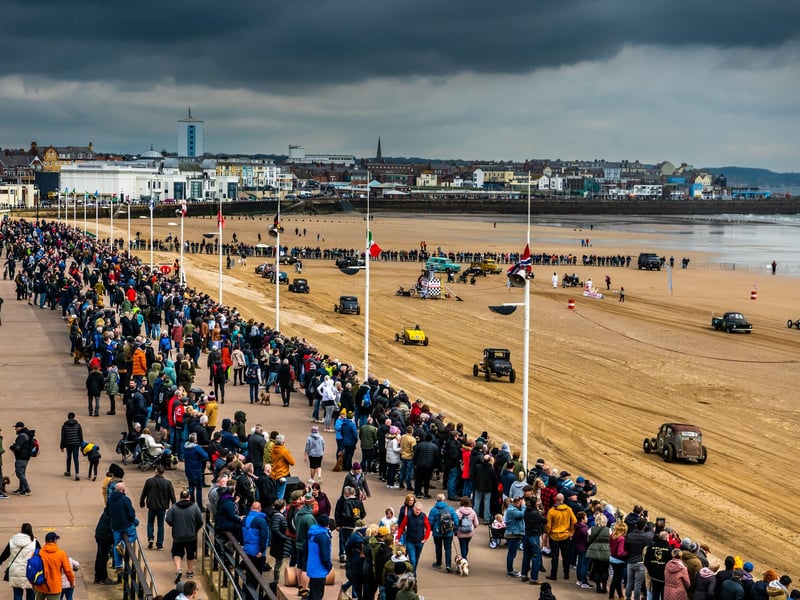 This years The Race the Waves Vintage Beach Race festival held on Bridlingon's south beach with over one hundred competitors taking part in the event from the early years of coastal motor racing to post-war American hot-rodders and drag racing culture. Picture By Yorkshire Post Photographer, James Hardisty. Date: 22nd April 2023.