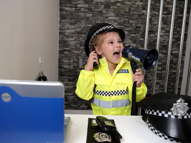 Making a call at the station.