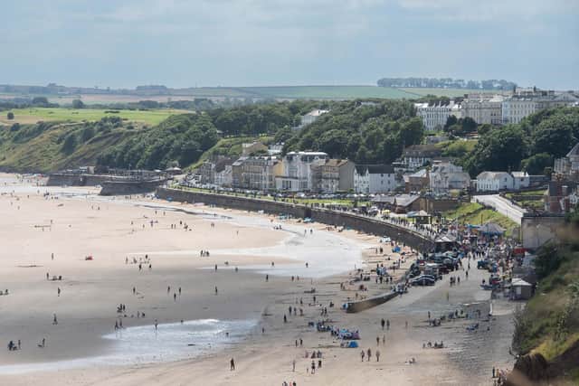 An aerial shot of Filey sea wall, which will benefit from a £2.95 million repair scheme.