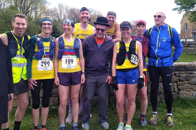The Scarborough AC team line up at the Guisborough fell race.