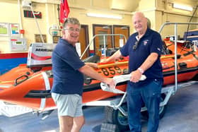 Help is at hand - Filey RNLI assist the Scarborough crew with a spare anchor after the latter last one during a training exercise.