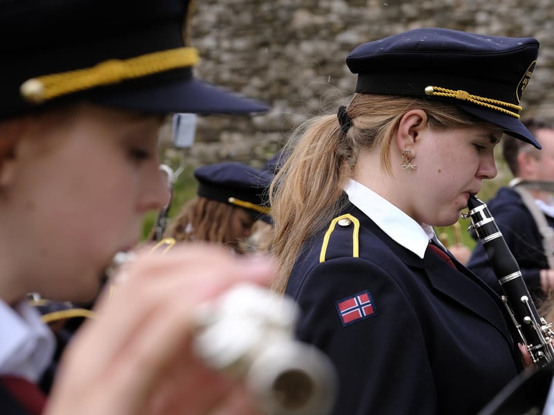 Members of Østre Bærum Skolekorps perform at Scarborough Castle