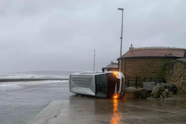 An overturned van on Marine Drive, Scarborough. Photo: North Yorkshire Local Resilience Forum