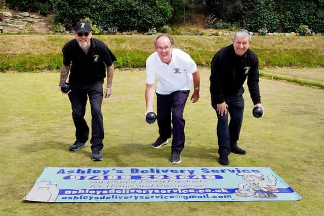 From left, Peter McFarlane, organiser Robert Child and sponsor Ashley Brunton Douglas.