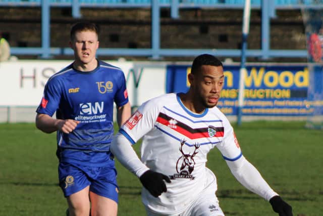 Junior Mondal in action for the Blues during Saturday's Loss at Gainsborough Trinity.