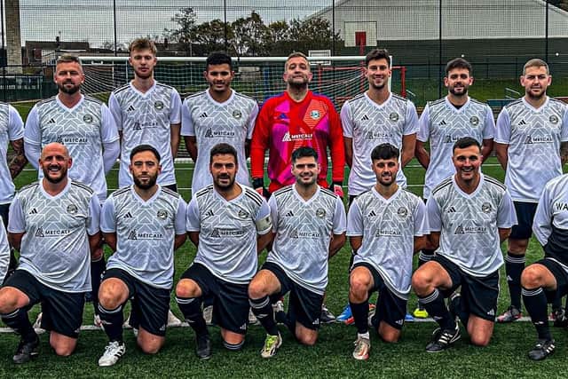 Edgehill, in their new kit sponsored by Metcalf's Accountancy Services, earned a cup win at home to Newlands.