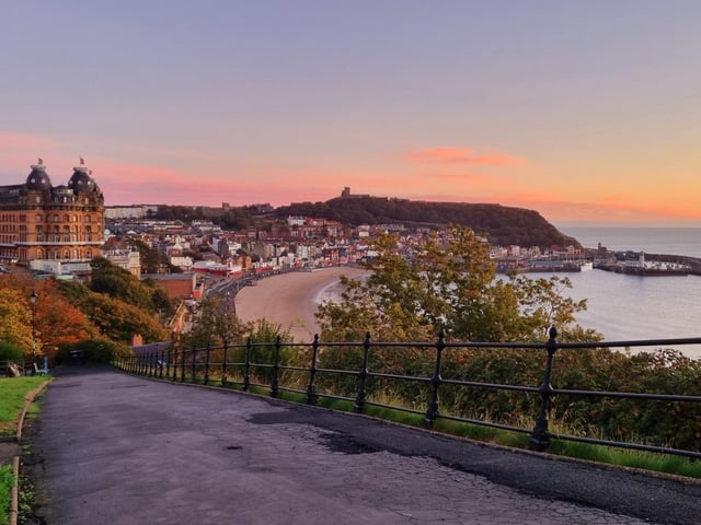 Golden sunrise over Scarborough Bay.