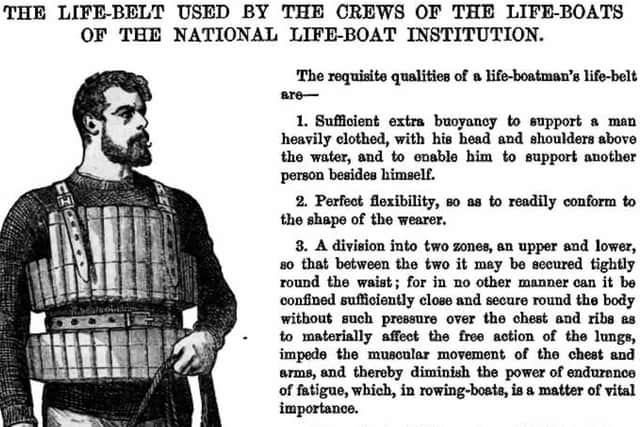 From the May 1888 lifeboat journal. A description of the cork lifejacket used by the RNLI in the late 1800s.Picture: RNLI