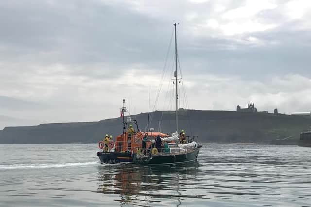 Whitby RNLI was called out to a Dutch yacht with two people aboard after their propeller became tangled with rope.