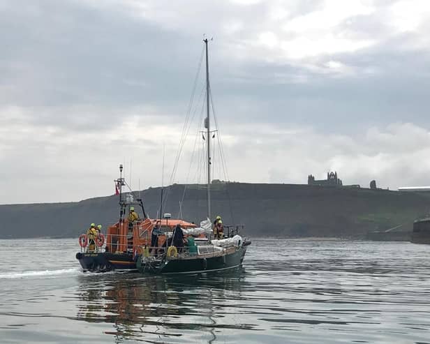 Whitby RNLI was called out to a Dutch yacht with two people aboard after their propeller became tangled with rope.
