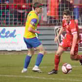 Benn Lewis in action for Bridlington Town during their 1-0 home win against Stocksbridge Park Steels. PHOTO BY DOM TAYLOR
