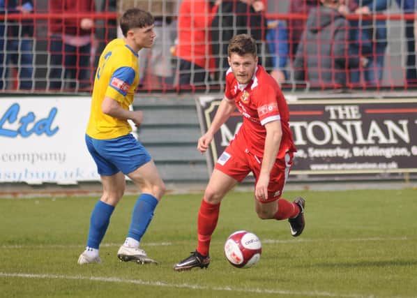 Benn Lewis in action for Bridlington Town during their 1-0 home win against Stocksbridge Park Steels. PHOTO BY DOM TAYLOR