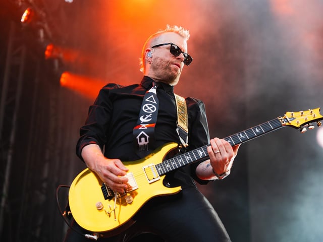 Guitar hero moment on the stage. picture: Cuffe & Taylor