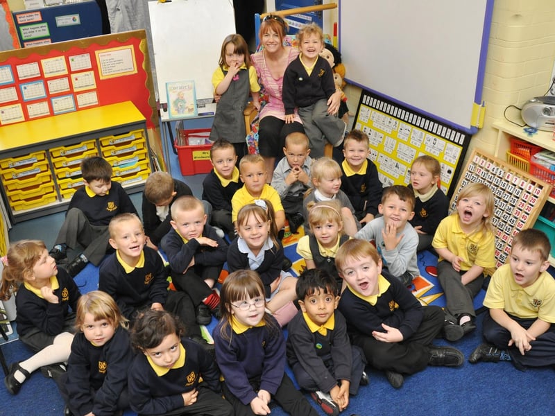 2009. Friarage School new starters. Mrs Flockton and her class.