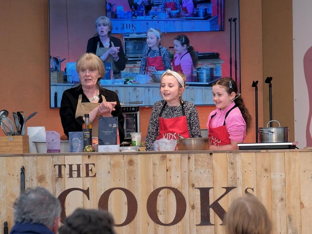 Youngsters have a go at a cookery demonstration.Richard Ponter, Visit Malton CIC