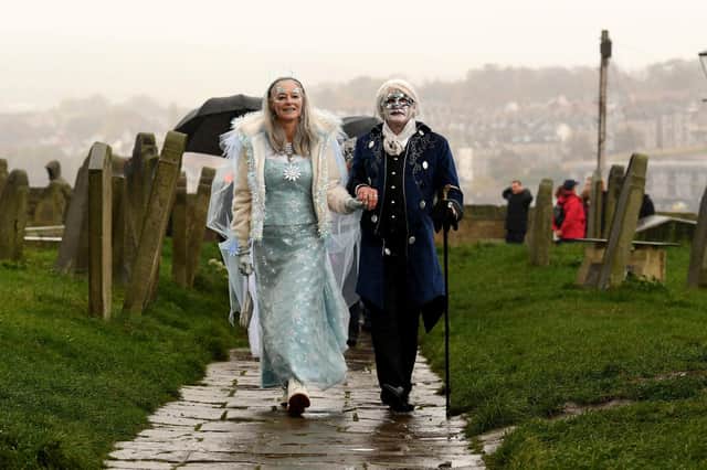 Yvonne Cervetti and Fritz Hrynyk pictured at Whitby Goth Weekend. 
Picture by Simon Hulme.