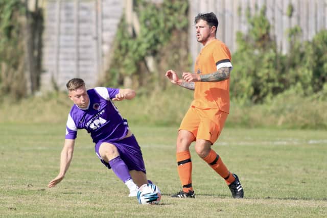 Edgehill, orange kit, won 3-2 ay Brid Spa. Photo by TCF Photography
