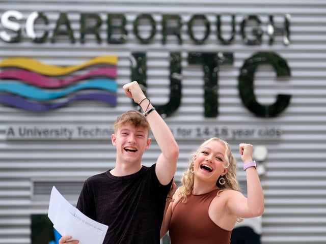 Alfie Cox celebrates with sister Jess: "I got what I needed," he said with a grin.
Alfie has been spending one day a week working with college partner Unison and will now move on to a full-time apprenticeship with the firm.