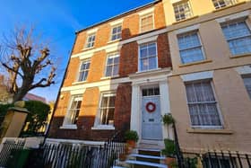 A front view of the impressive period property for sale in Scarborough Old Town.