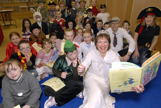 World Book Day at Scarborough Library in 2007 - Library Community and Information officer Heather French reads a tale.