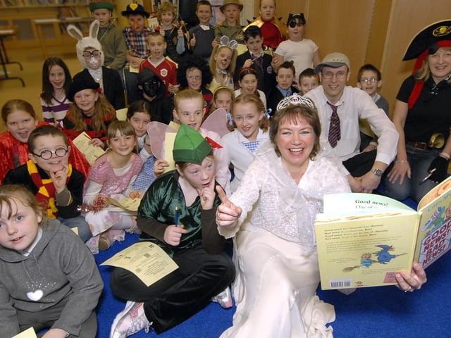 World Book Day at Scarborough Library in 2007 - Library Community and Information officer Heather French reads a tale.