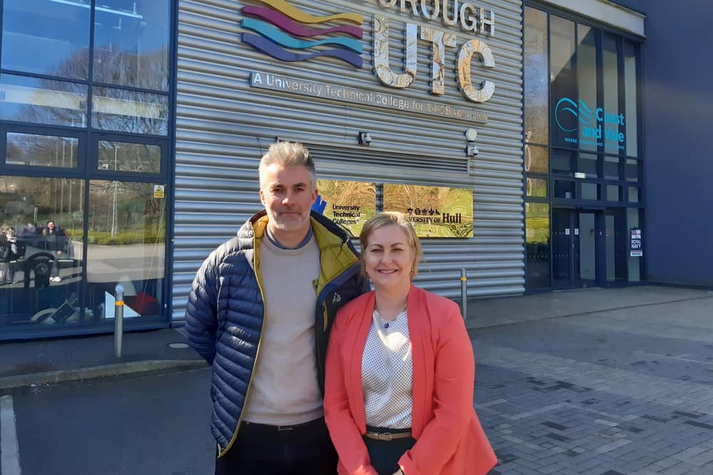 York and North Yorkshire Mayor David Skaith with Scarborough and Whitby Alison Hume MP at Scarborough UTC.  Courtesy Anttoni Numminen