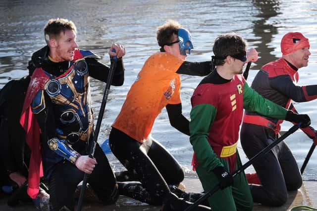 RNLI Superheroes take on the Crazy Raft Race