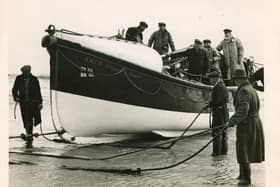 This is a historic photo shared by the RNLI depicting a call out in 1943. Photo courtesy of RNLI.