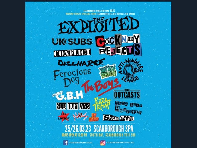 On Saturday March 25 and Sunday March 26, Scarborough Punk Festival heads to Scarborough Spa and promises a punk-filled weekend. Headline acts include Cockney Rejects and The Exploited, and stage times can be found on the Scarborough Spa website. Tickets are sold out.