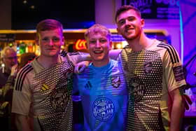 Harry Green shows off the very popular new Boro away shirt.