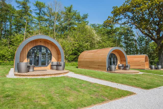 Glamping pods at High Oaks Grange, Pickering.