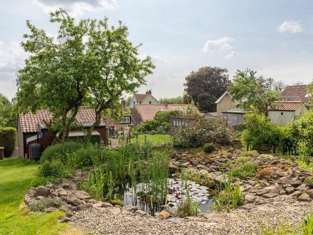 Looking down from the gardens towards Chestnut Cottage.