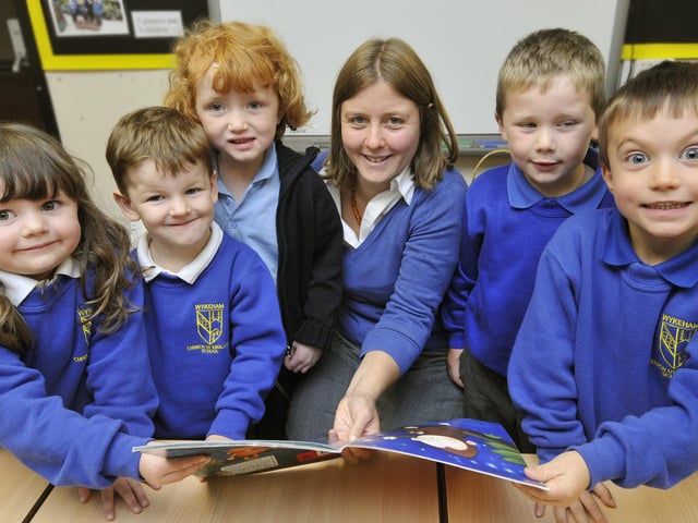 Wykeham new starters Daisy Wynn, Adam Meywell, Mollie Bastiman, teacher Sonia Owen, Oliver Barnett, James Ward