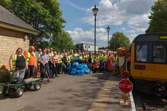 Participants of Weardale Railway’s ‘Big Spring Clean’ at Stanhope Station.