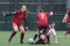 Brid Rovers Ladies, maroon kit, take on Leven. PHOTOS: TCF PHOTOGRAPHY