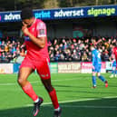 Man of the match Kieran Weledji celebrates one of his early brace of goals.