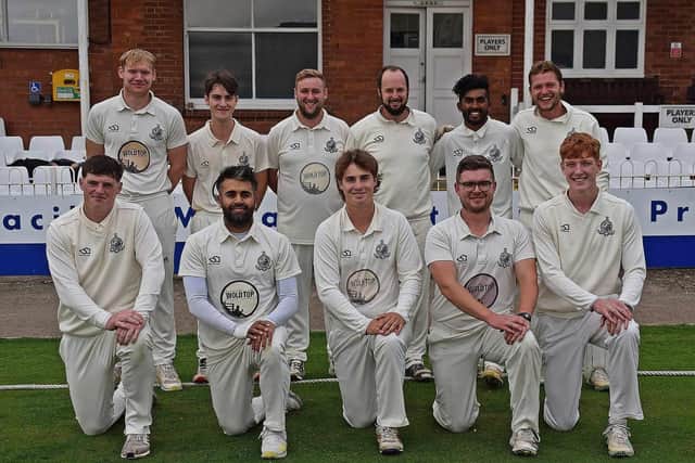 Scarborough CC 2024 - Line up before their penultimate game of the 2024 season, home versus Stamford Bridge. Photo by Simon Dobson