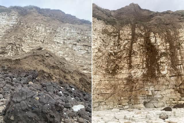 The recent adverse weather conditions have caused the landslips at Flamborough. Photo: Claudia Bowes