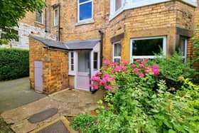 One of two private entrances to the charming garden apartment in Scarborough.
