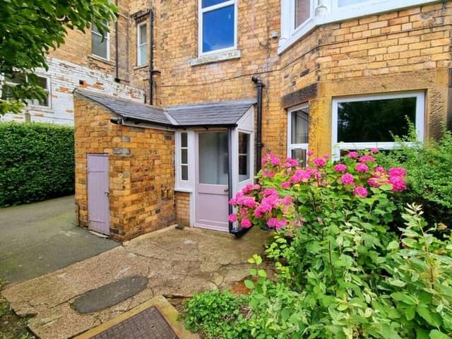 One of two private entrances to the charming garden apartment in Scarborough.